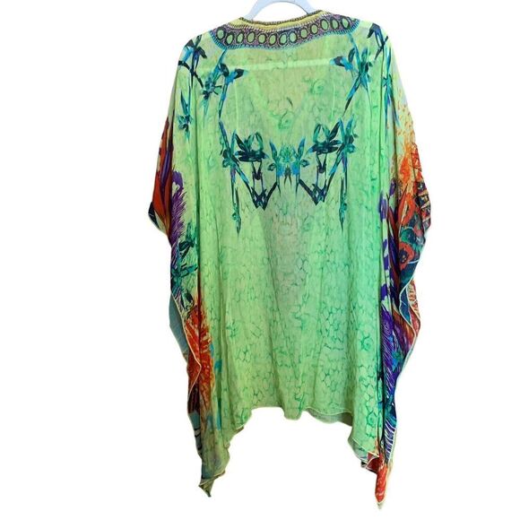 Soft Surroundings Small Medium Embellished Bohemian Boho Chic Sheer Kaftan Top - Picture 4 of 6